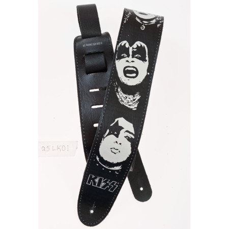 D'Addario KISS signature bőrpánt fekete 6,3cm széles 'KISS' mintával