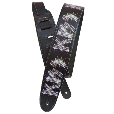 D'Addario KISS signature bőrpánt fekete 6,3cm széles 'Rhinestone' mintával