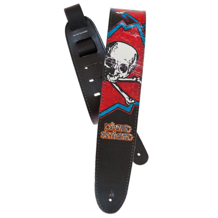 D'Addario Lynyrd Skynyrd signature 'SKULL' mintás 6,3cm széles bőrheveder