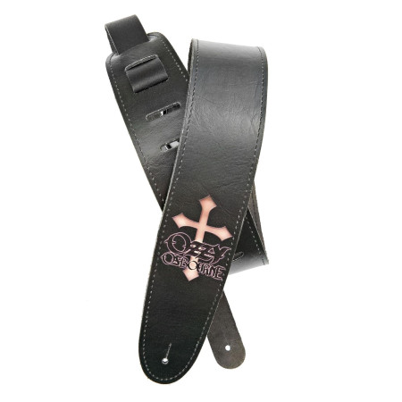 D'Addario Ozzy Osborne signature 'CROSS' mintás 6,3cm széles bőrheveder