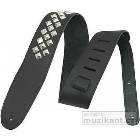 D'Addario 6,3cm széles vastag fekete szegecselt bőr gitárheveder D'Addario 6,3cm széles vastag fekete szegecselt bőr gitárheveder