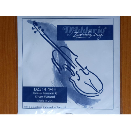 D'Addario Zyex tekercselt ezüst bevonatos hegedû G húr heavy /régebbi csomagolás/ D'Addario Zyex tekercselt ezüst bevonatos hegedû G húr heavy /régebbi csomagolás/