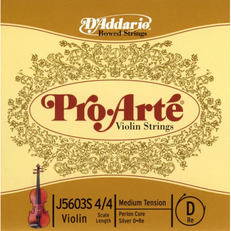 D'Addario Pro Arte  tekercselt ezüst bevonatos Perlon D hegedűhúr 4/4 medium