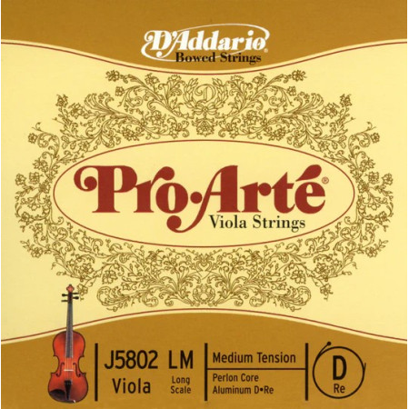 D'Addario Pro Arte  tekercselt alumínium bevonatos Perlon Brácsa D húr long scale  medium