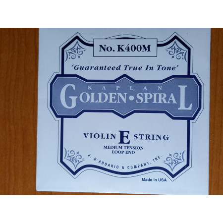 D'Addario KAPLAN Golden Spiral  ónozott acélszál hegedû hurkos E húr 4/4 Medium /régebbi csomagolás/