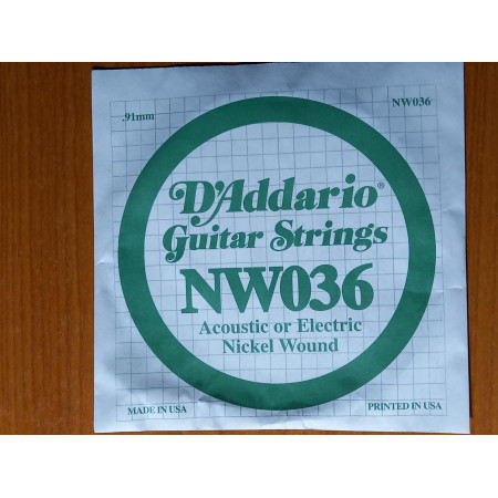 D'Addario NW036 tekercselt nikkelbevonatos fém gitárhúr D'Addario NW036 tekercselt nikkelbevonatos fém gitárhúr