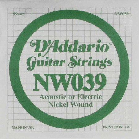 D'Addario NW039 tekercselt nikkelbevonatos fém gitárhúr D'Addario NW039 tekercselt nikkelbevonatos fém gitárhúr