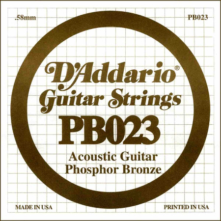 D'Addario tekercselt foszforbronz bevonatos akusztikus gitár G húr/PB023/ D'Addario tekercselt foszforbronz bevonatos akusztikus gitár G húr/PB023/