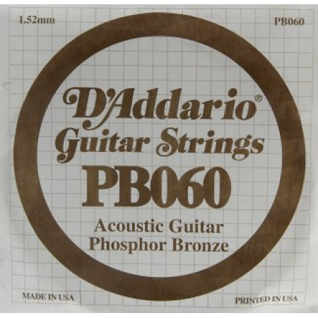 D'Addario tekercselt foszforbronz bevonatos akusztikus gitár E-húr/PB060/ D'Addario tekercselt foszforbronz bevonatos akusztikus gitár E-húr/PB060/