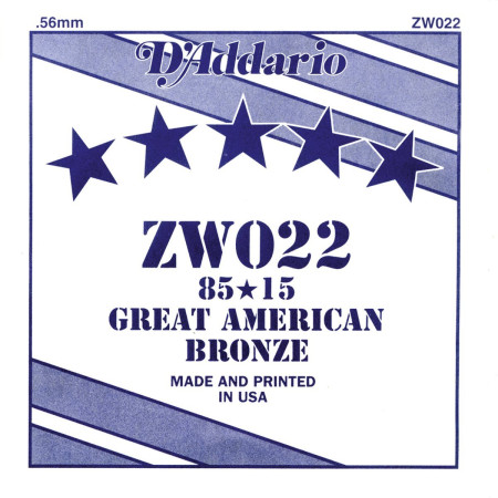 D'Addario "GREAT AMERICAN BRONZE" tekercselt 85/15 bronzbevonatos akusztikus gitár G húr/ZW022/ D'Addario "GREAT AMERICAN BRONZE" tekercselt 85/15 bronzbevonatos akusztikus gitár G húr/ZW022/