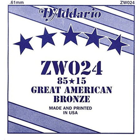 D'Addario "GREAT AMERICAN BRONZE" tekercselt 85/15 bronzbevonatos akusztikus gitár G húr/ZW024/ D'Addario "GREAT AMERICAN BRONZE" tekercselt 85/15 bronzbevonatos akusztikus gitár G húr/ZW024/