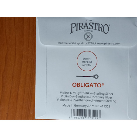 Pirastro Obligato szintetikus magra tekercselt ezüst bevonatos hegedű D húr  /medium/